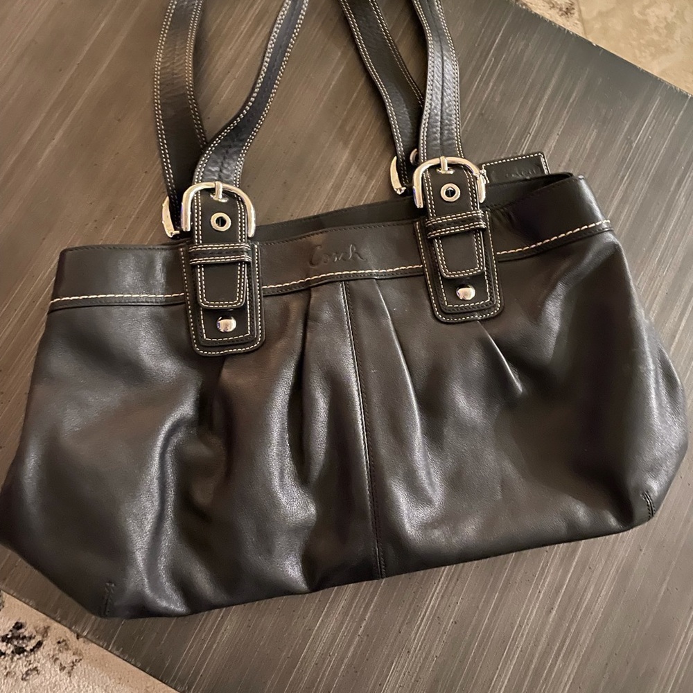 Coach Black Leather Tote